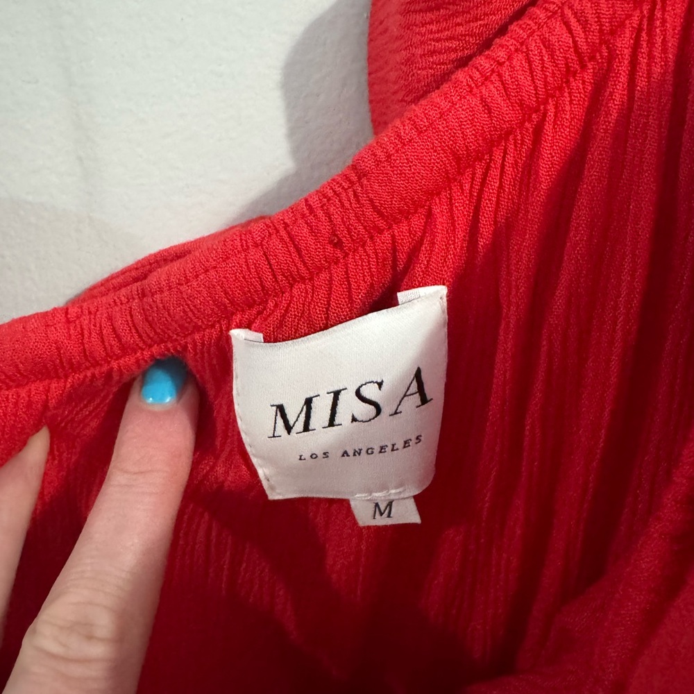 MISA Red Sendi One Shoulder Ruffle Top Size M - Picture 3 of 3